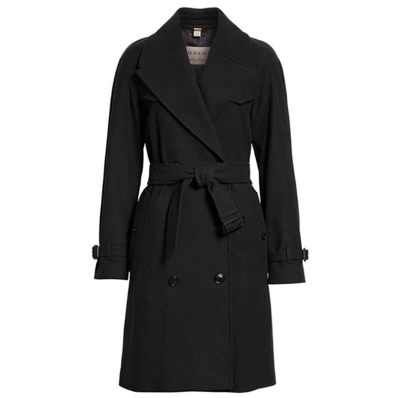 Burberry Black Cranston Short Wool-Blend Trench Coat Size US 4 NWT - Picture 2 of 9
